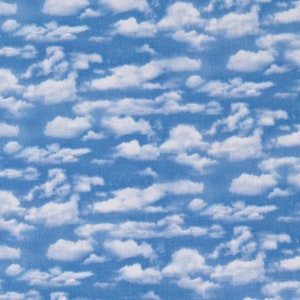 Cotton Sky Clouds Nature Landscape Medley Light Blue Cotton Fabric Print by the Yard (505LIGHTBLUE) D658.65