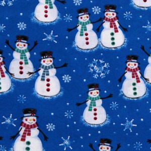 Cotton Snowmen Snowman Snowflakes Holidays Winter Christmas Blue Cotton Fabric Print by the Yard (D507.53) D507.53