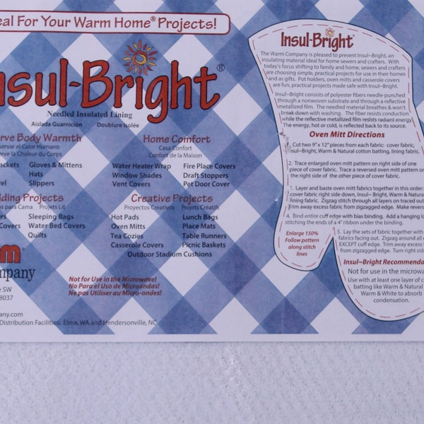 Genuine Insul-Brite Insul Bright The Warm Company Needled Insulated Lining 22.5" Wide Fabric by the Yard (6320) A414.33