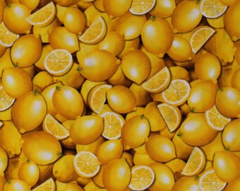 Cotton Citrus Lemons Lemon Allover Fruit Summer Food Kitchen Culinary Yellow Cotton Fabric Print by the Yard (07838-30) D653.06