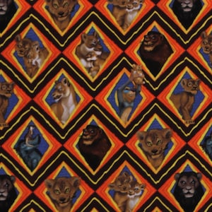 Cotton The Lion King Character Mosaic Simba Nala Mufasa Scar Rafiki Timon Pumbaa Kids Disney Cotton Fabric Print by Yard Springs Creative