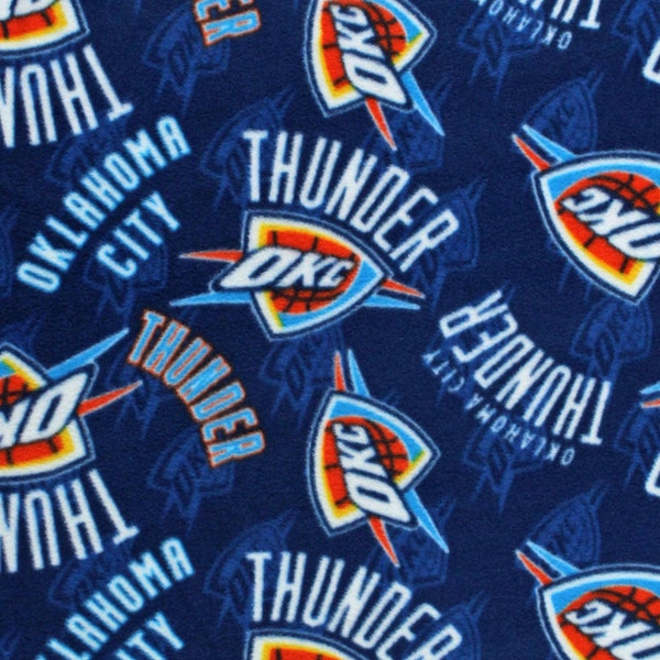 Fleece Oklahoma City Thunder Blue NBA Basketball Pro Sports Team Fleece Fabric Print by the yard (83OKC0002A-01) A609.01