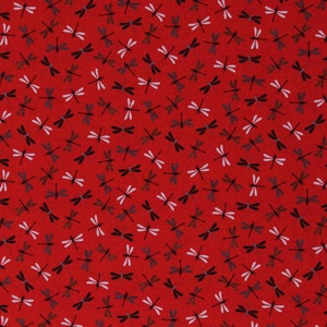 Cotton Dragonflies Dragonfly Red Insects Bugs Animals Cotton Fabric Print by the Yard (9934-88) D689.57