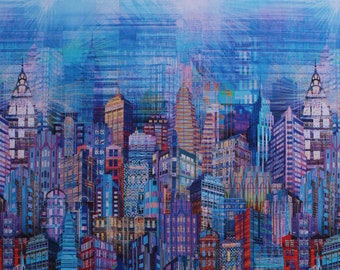 Skyscrapers~Citiscape Upholstery fabric~By the yard~ Damask~59 wide