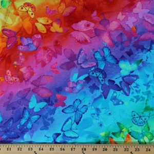 Cotton Butterflies Rainbows Butterfly Colorful Bright Beautiful Cotton Fabric Print by the Yard (SPIRIT-CD7135-BRIGHT) D376.37