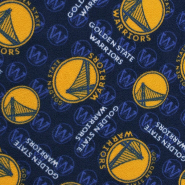 Fleece NBA Golden State Warriors Blue Pro Basketball Sports Team Fleece Fabric Print by the Yard (83GSW0002A) A609.46