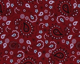Cotton Paisleys Bandana Flowers Floral on Red Patchwork Farms Coordinate Cotton Fabric Print by the Yard (1649-26110-R) D506.51