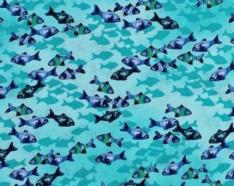 24/" REMNANT Riley Blake Fabric ~ Sharktown Sea Life Navy Blue Sharks Fish Ocean