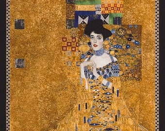 23.5" X 44" Panel Portrait of Adele Bloch-Bauer I Gustav Klimt Symbolist Painting Artist Cotton Fabric Panel D683.86 Licensed Robert Kaufman