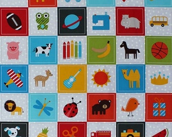 23.5&quot; X 44&quot; I-Spy Panel I Spy Patches Pictures Squares Kids Children&#39;s Fun Cotton Fabric Panel (AAK-17644-237BERMUDA)
