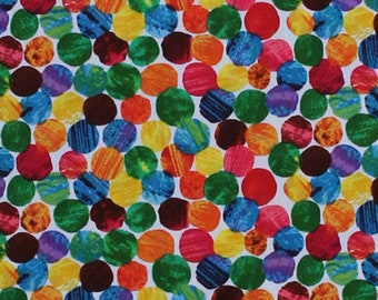 Cotton Colorful Dots Rainbow Circles Chalk-Look The Very Hungry Caterpillar Eric Carle Kids Cotton Fabric Print by the Yard (3474M) D673.24