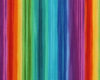 Cotton Rainbow Stripes Bright Colors Multi-Color Striped Cotton Fabric Print by the Yard (PAVILION-C6323-BRIGHT) D766.54