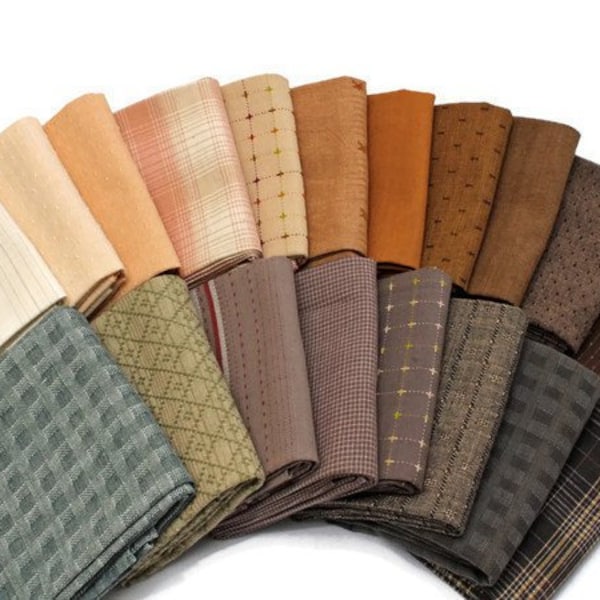 10 Fat Quarters - Textured Homespun Assorted Yarn Dyed Wovens Rustic Plaids Diamond Textiles Quality Quilters Cotton Fabric Bundle M223.18
