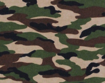 Flannel Camo Camouflage Army Green Cotton Flannel Fabric Print (5251-33) D283.06