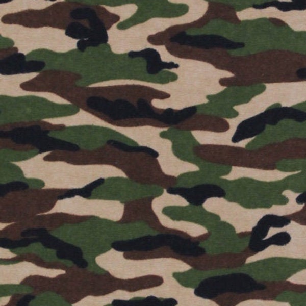 Flannel Camo Camouflage Army Green Cotton Flannel Fabric Print (5251-33) D283.06