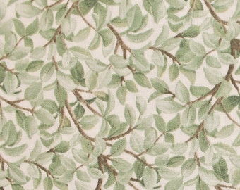 Cotton Beautiful Birds Green Leaves Branches Vines Tree Cream Cotton Fabric Print by the Yard (4311-cream) D505.18
