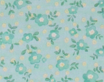 Cotton Floral Flowers Dutch Spring Nature Mint Green Cotton Fabric Print by the Yard (N1582-BLUE) D148.33