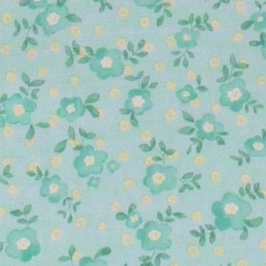 Cotton Floral Flowers Dutch Spring Nature Mint Green Cotton Fabric Print by the Yard (N1582-BLUE) D148.33