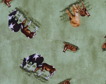 Horses Mare Stallion Foal Country Farm Animals Cotton Fabric Print BTY D778.23