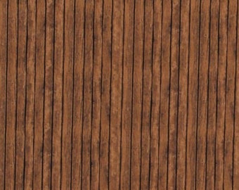 May include: Brown fabric with a vertical striped pattern. The fabric has a textured, wood-like appearance.