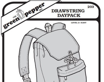 Green Pepper Drawstring Daypack Backpack Bag #203 Sewing Pattern (Pattern Only) gp203