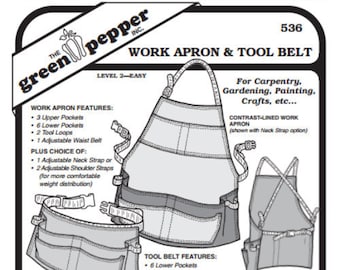 Green Pepper Work Apron & Tool Belt #536 Sewing Pattern (Pattern Only) gp536