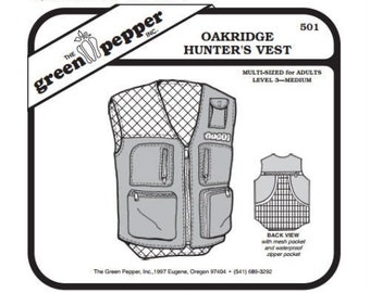 Green Pepper Adults' Oakridge Hunter’s Hunting Vest #501 Sewing Pattern (Pattern Only) gp501