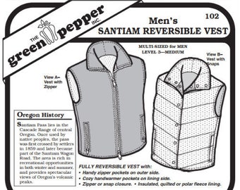 Green Pepper Men's Santiam Reversible Vest #102 Sewing Pattern (Pattern Only) gp102