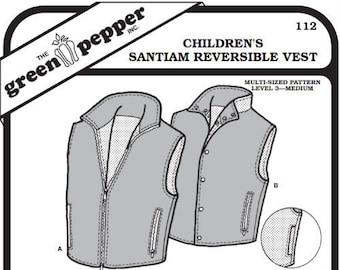 Green Pepper Children's Santiam Reversible Vest #112 Sewing Pattern (Pattern Only) gp112