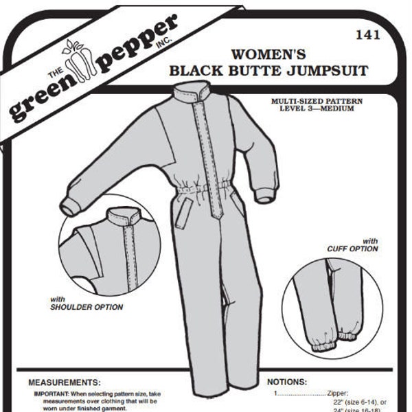 Green Pepper Women's Black Butte Jumpsuit Snowsuit Ladies #141 Sewing Pattern (Pattern Only) gp141