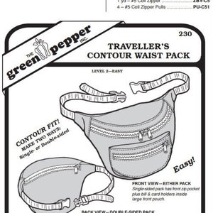 Green Pepper Traveler's Contour Waist Pack Bag #230 Sewing Pattern (Pattern Only) gp230