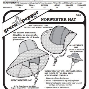 Green Pepper Norwester Hat Headgear #528 Sewing Pattern (Pattern Only)  gp528