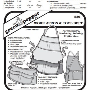 Green Pepper Work Apron & Tool Belt #536 Sewing Pattern (Pattern Only) gp536