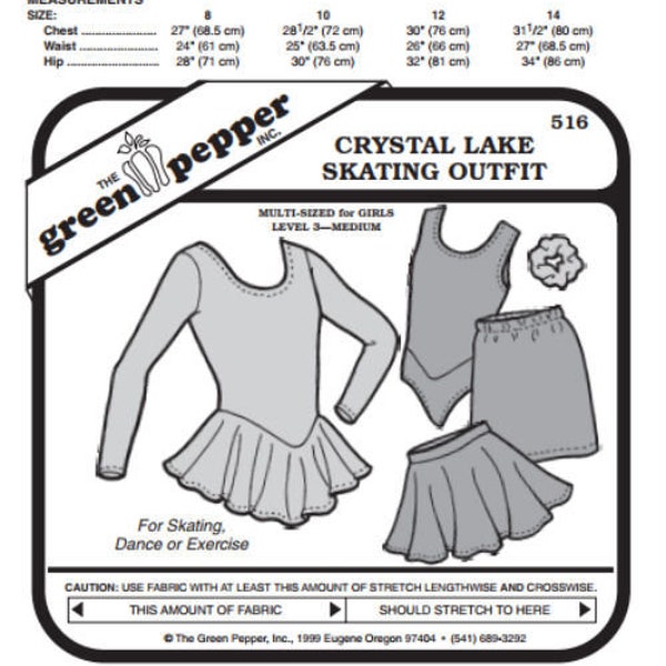 Green Pepper Kids Crystal Lake Skating Dance Gymnastics Outfit #516 Sewing Pattern (Pattern Only) gp516