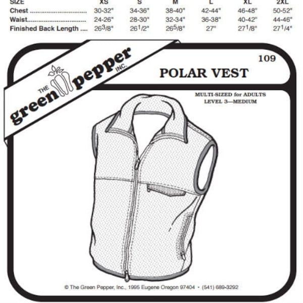 Fleece Vest Pattern Etsy