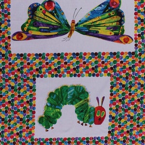 23&quot; X 45&quot; Panel Butterfly Caterpillar Leaf Insects The Very Hungry Caterpillar Eric Carle Painting-Look Kids Cotton Fabric D673.25 Andover