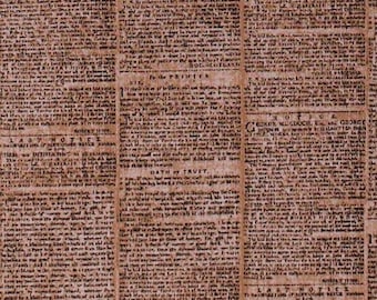 Cotton City Chic 2 Newspaper Newsprint Words Tan Natural Cotton Fabric Print by the Yard (ano-15703-14-natural) D582.45
