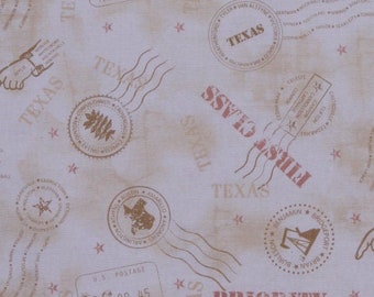 Cotton Quilt Across Texas U.S. Postage Symbols First Class Priority Mail Cotton Fabric Print by the Yard (9339-1) D503.02