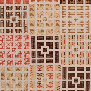 Cotton Geometric Squares Tiles on Ecru Abstract Modern Neutrals Cotton Fabric Print by the Yard (3500-11) D384.23
