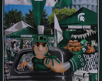 35.5" X 42" Panel Michigan State University MSU Spartans Sparty Football Fans Tailgating Party Truck Sports Digital Cotton Fabric D351.11