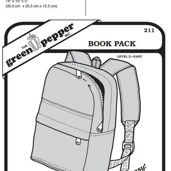 Green Pepper Book Bag Back Pack #211 Sewing Pattern (Pattern Only) gp211