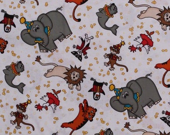 Circus Animals Lions Elephants Tigers Seals Kids Cotton Fabric Print BTY D372.02 