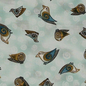 Cotton Laurel Burch Birds Teal Metallic Swirls Animals Embracing Horses Cotton Fabric Print by the Yard (9386C8M) D474.11