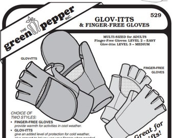 Green Pepper Glov-itts & Finger-free Gloves #529 For Adults Fingerless Gloves Mittens Sewing Pattern (Pattern Only) gp529