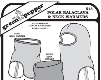 Green Pepper Polar Balaclava and Neck Warmers #515 For Adults & Children Neckwarmer Sewing Pattern (Pattern Only) gp515