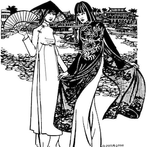 Folkwear Vietnamese Ao Dai #139 Tunic Dress Pants Vietnam Sewing Pattern (Pattern Only) folkwear139