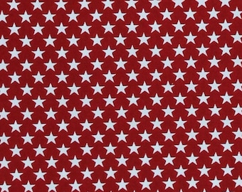 Cotton Stars White on Red Patriotic USA 4th of July Independence Day America Stars & Stripes Forever Fabric Print by the Yard (D305.39)