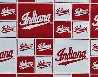 Cotton Indiana University Hoosiers NCAA College Sports Team Red White Cotton Fabric Print by the Yard (IND-020) D663.61 Sykel Enterprises