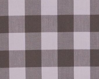 Cotton Carolina Gingham Buffalo Check Plaid Gray White Cotton Fabric Print by the Yard (P-9811-12) D470.17