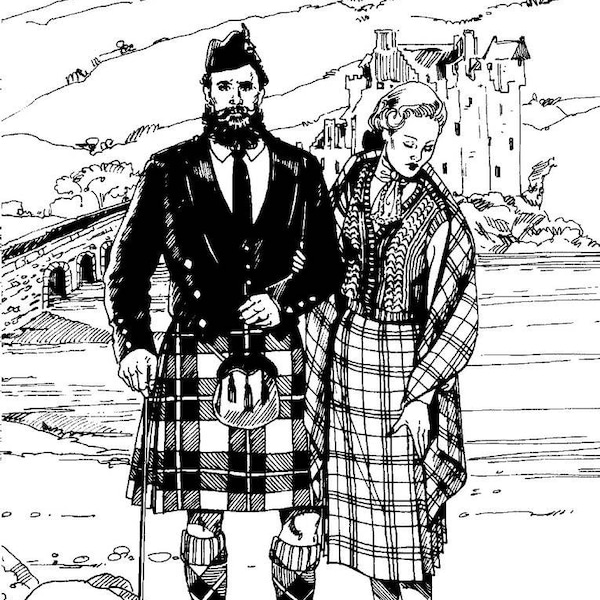 Folkwear Schottische Kilts #152 Highland Scotland Traditionelle Schottische Kilt Jacke Schnittmuster & Strickweste (Nur Muster) folkwear152